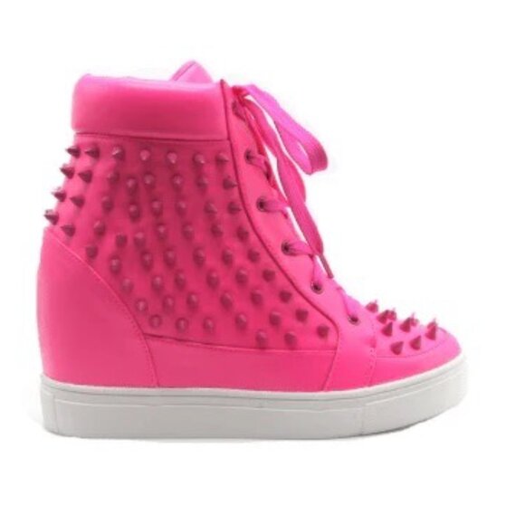 Cape Robbin Hidden Heel 25 Spiked Hot Pink Wedge Sneaker; Size 9, fit like 9.5 - Picture 2 of 9